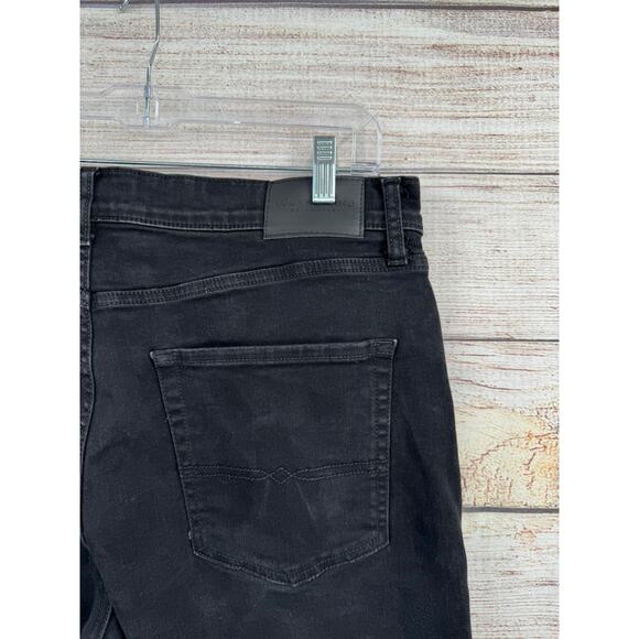 Lucky Brand 410 Athletic Straight Jeans Mens 36x30 Black Dark Wash Denim - Picture 4 of 11